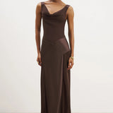 BOA - COWL NECK SATIN PANEL GOWN (S & L)