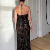 Magda Butrym - silk lace floral halter midi dress