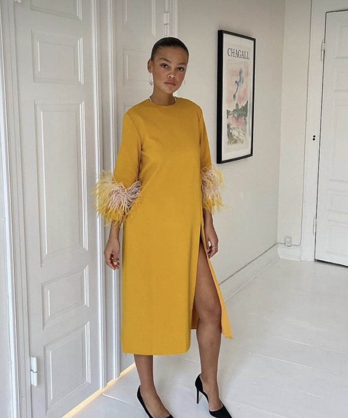 16 Arlington - Yellow feather dress – Marry Me Millo