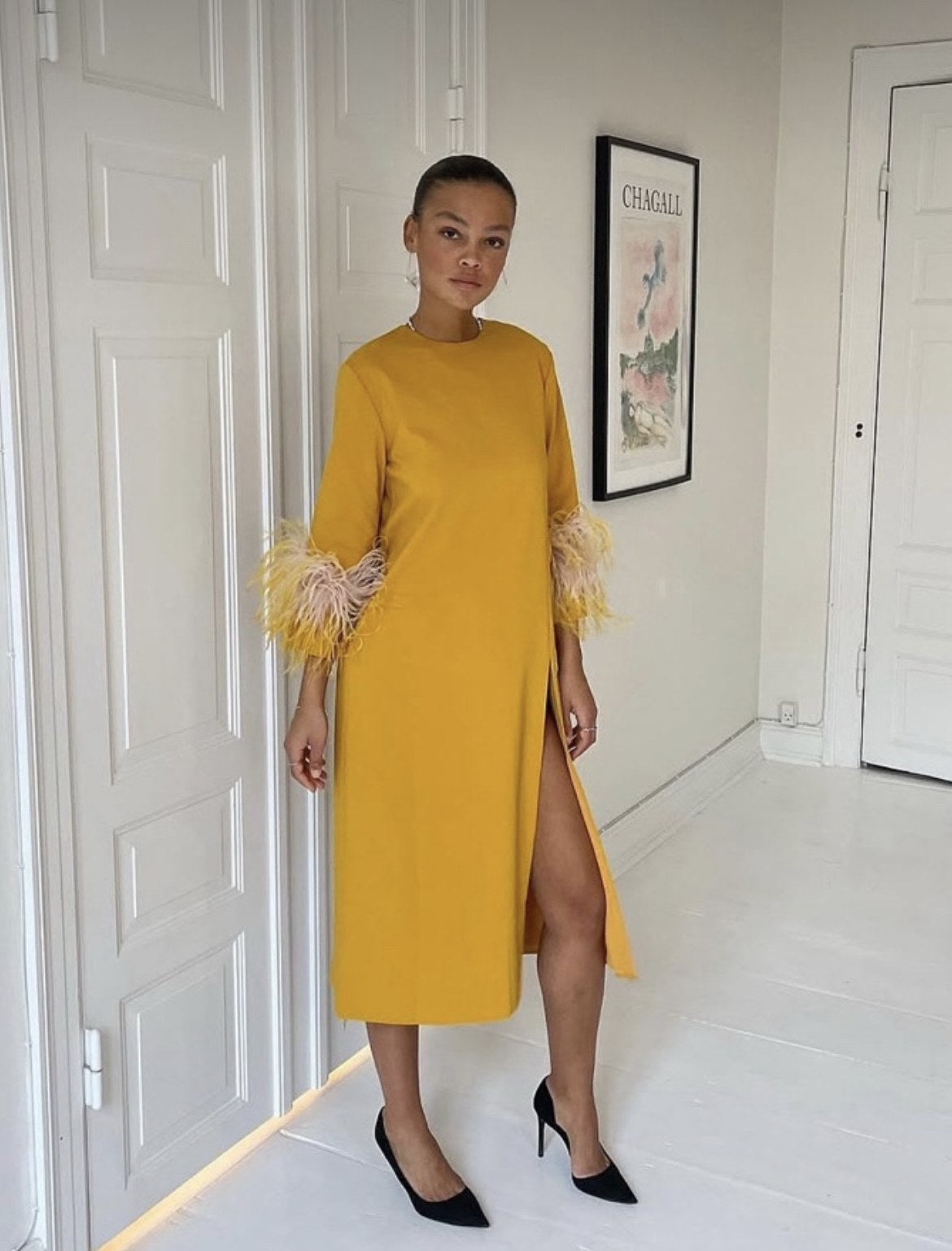 16 Arlington - Yellow feather dress – Marry Me Millo